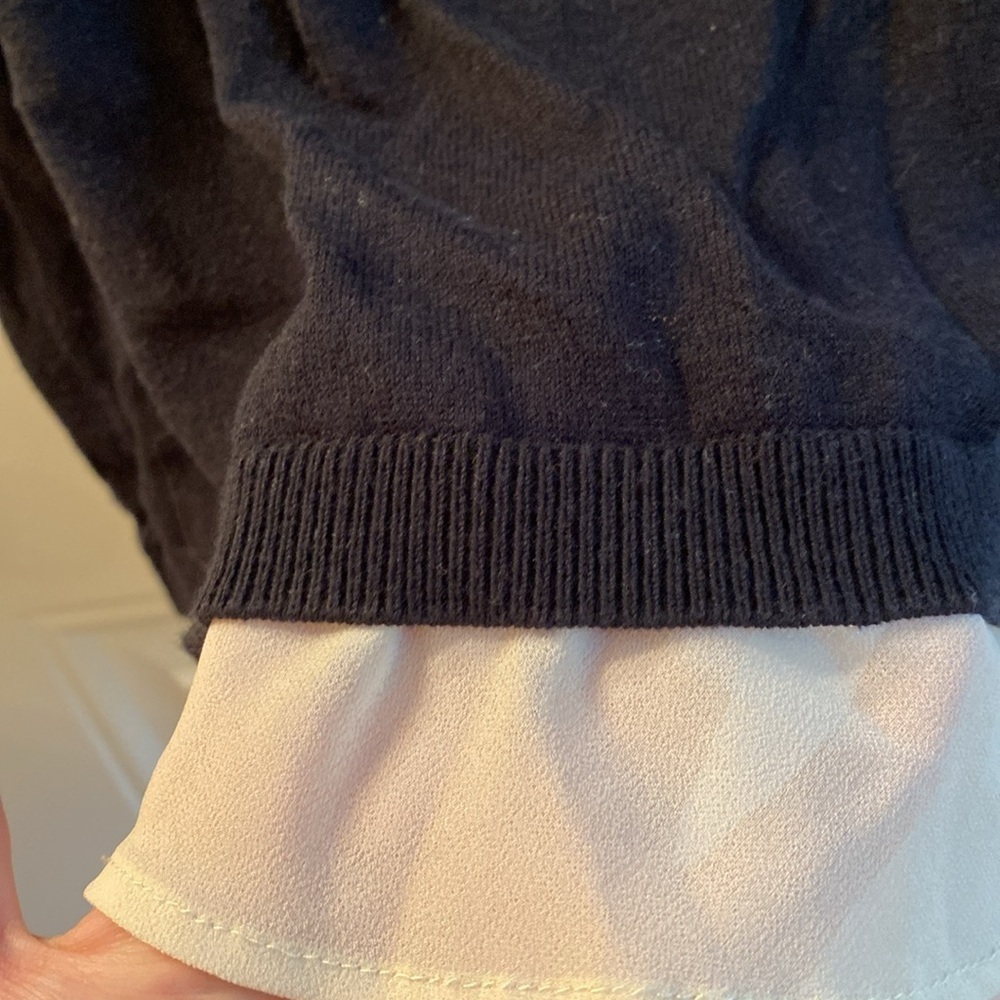 The limited black sweater with tan blouse inset - Picture 2 of 6